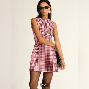 Commense Houndstooth Sleeveless A-line Mini Dress